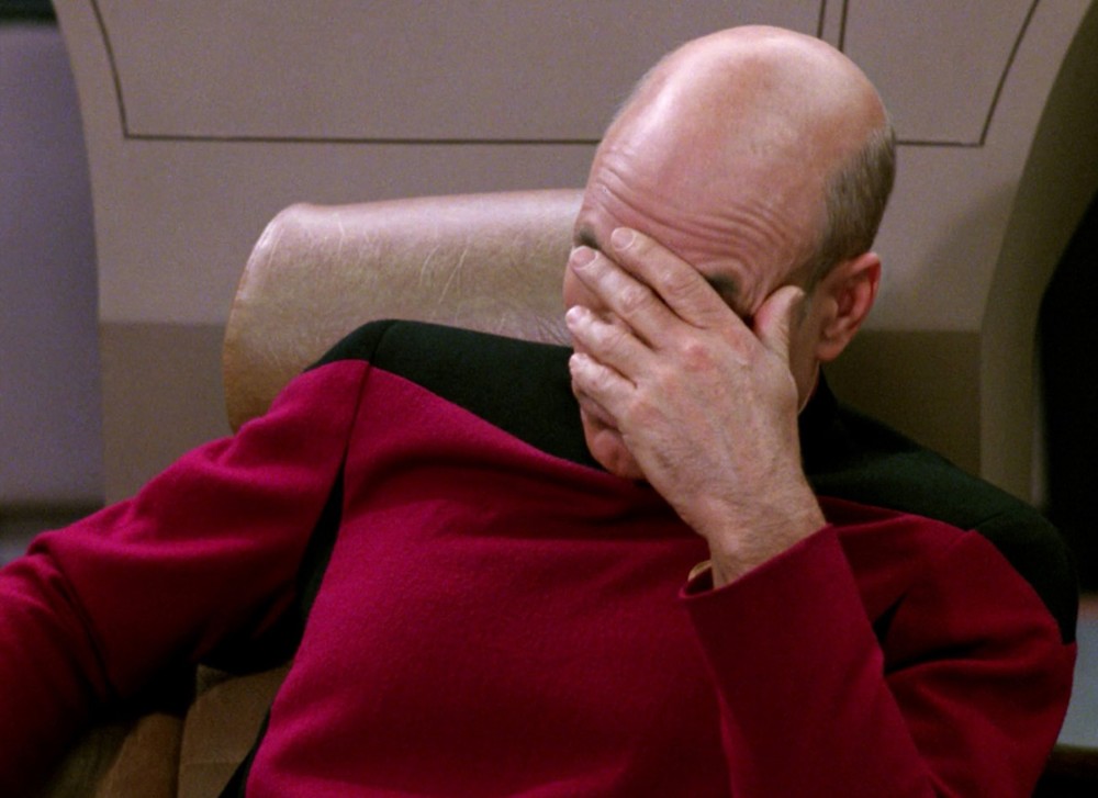 Meme of Picard facepalming